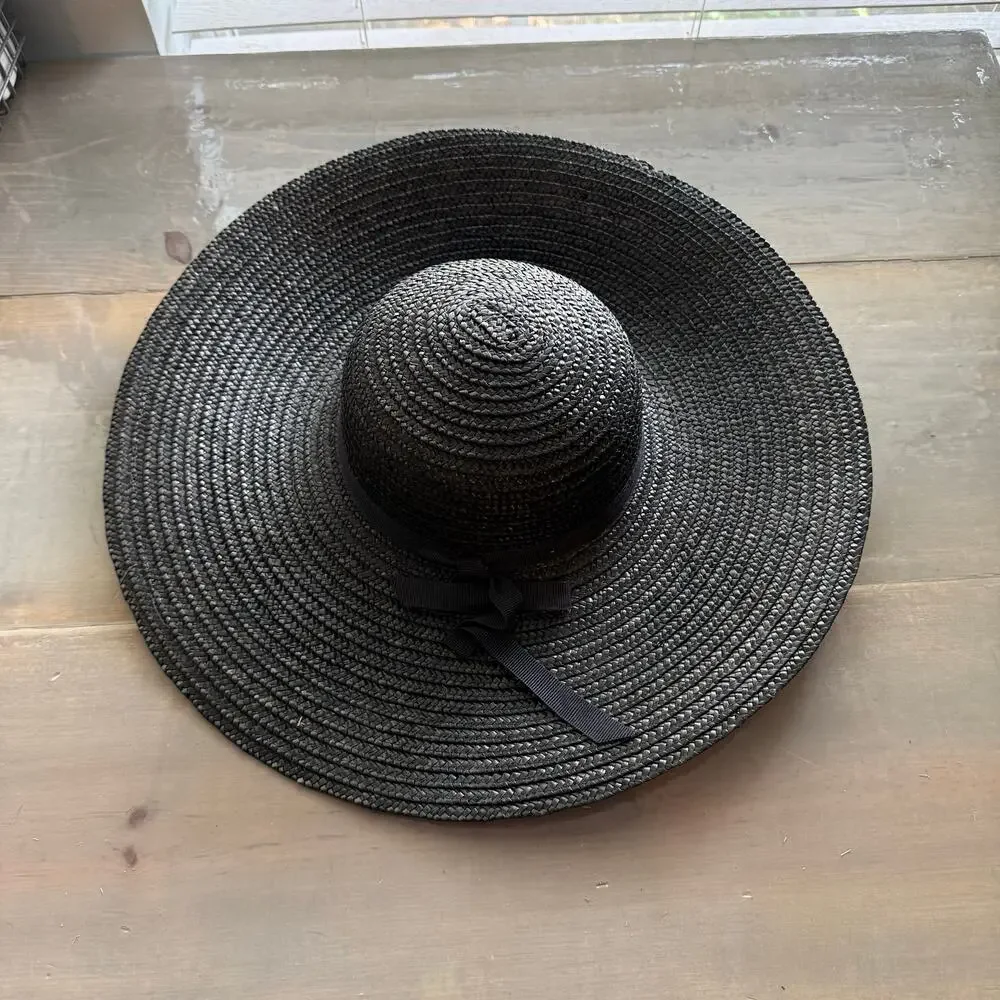 Sakowitz Black Vintage Straw Hat